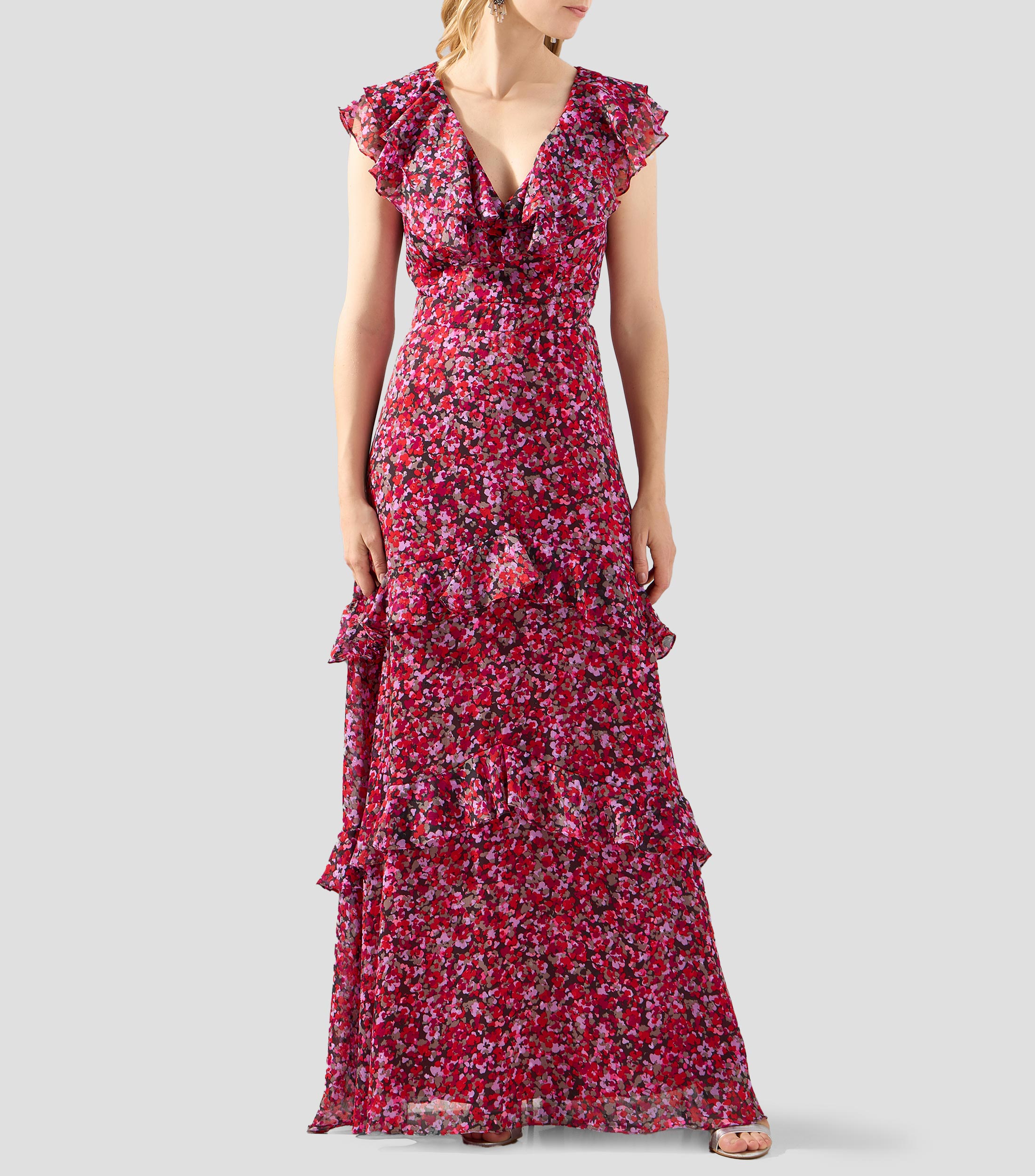 Vestido de fiesta largo estampado Mujer